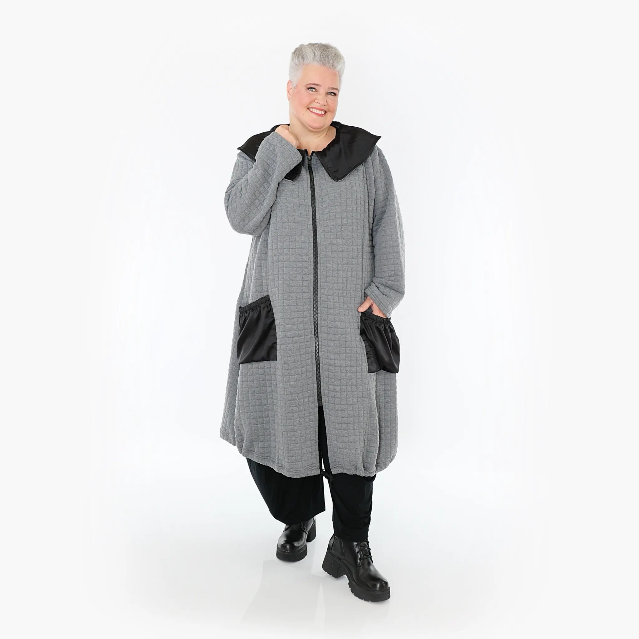 AKH Fashion Mantel 7004 Monique, Grau/Schwarz