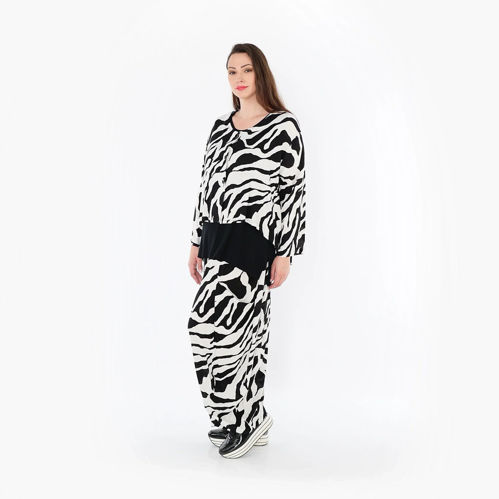Pantalon AKH Fashion 8069, blanc-noir