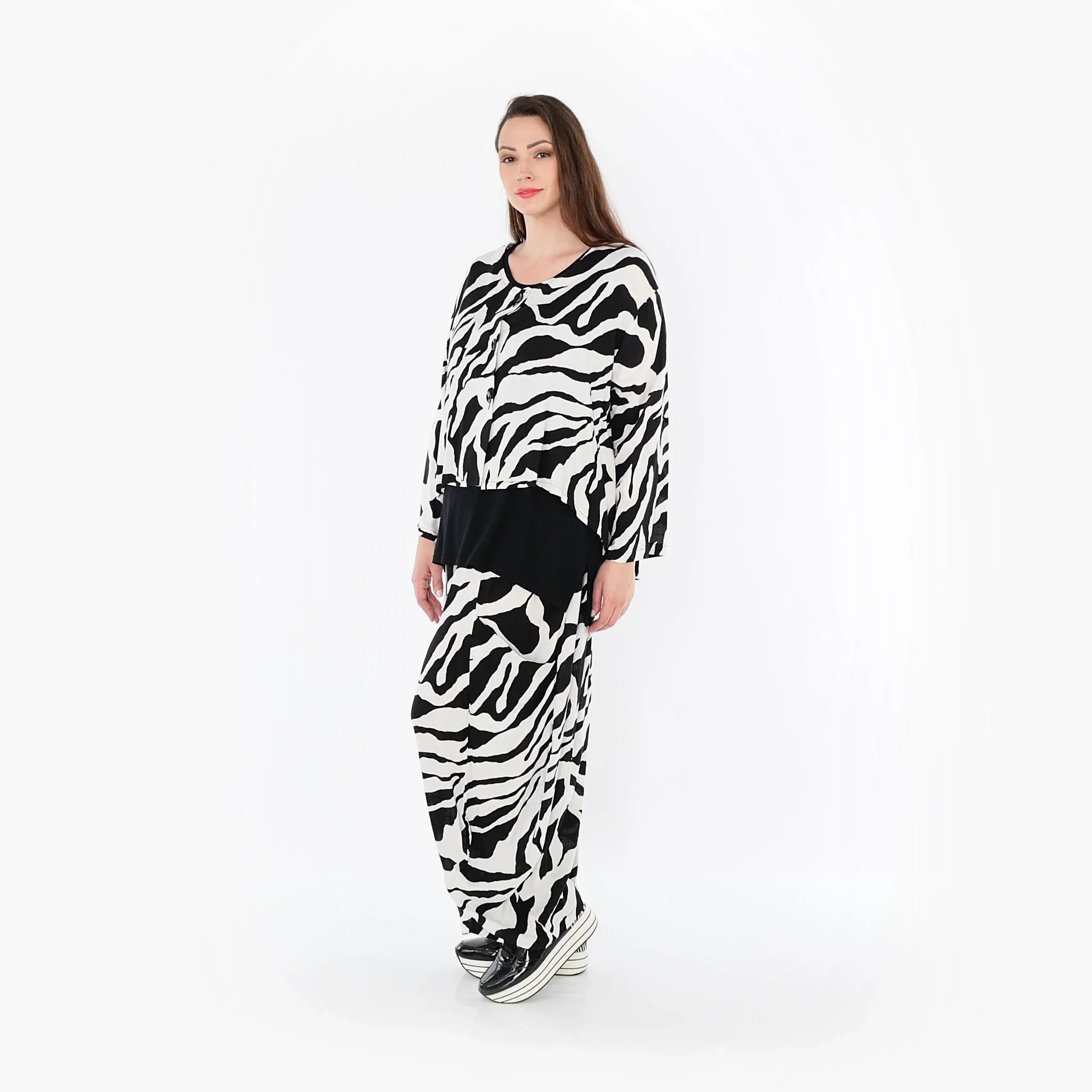 Pantalon AKH Fashion 8069, blanc-noir
