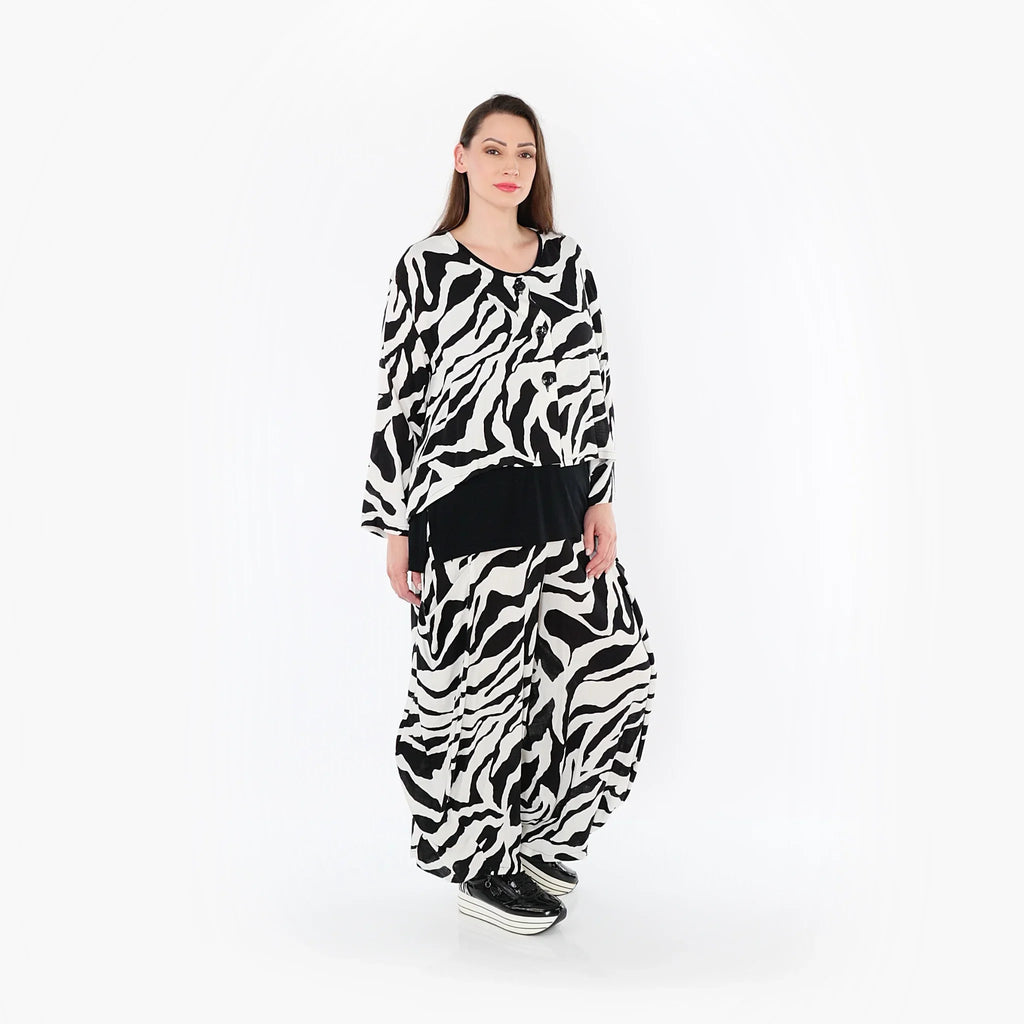 Pantalon AKH Fashion 8069, blanc-noir