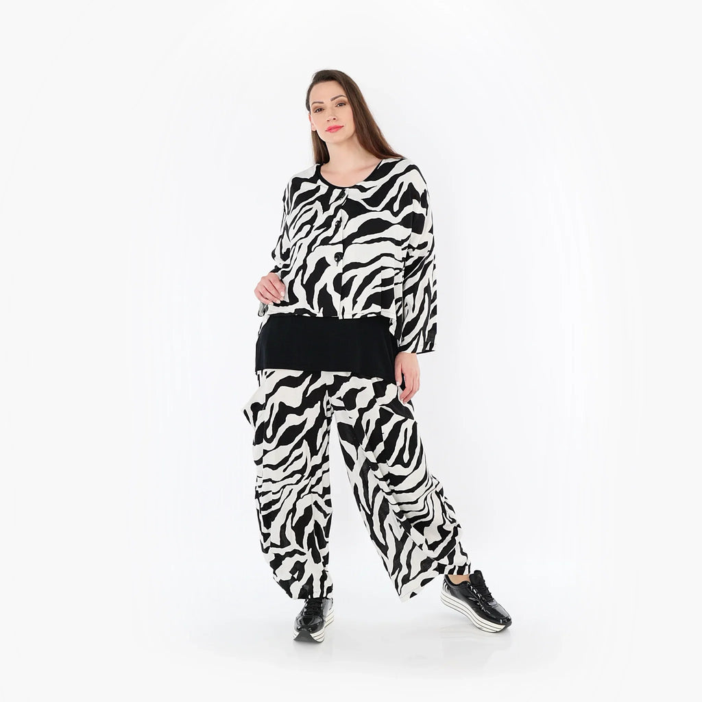 Pantalon AKH Fashion 8069, blanc-noir