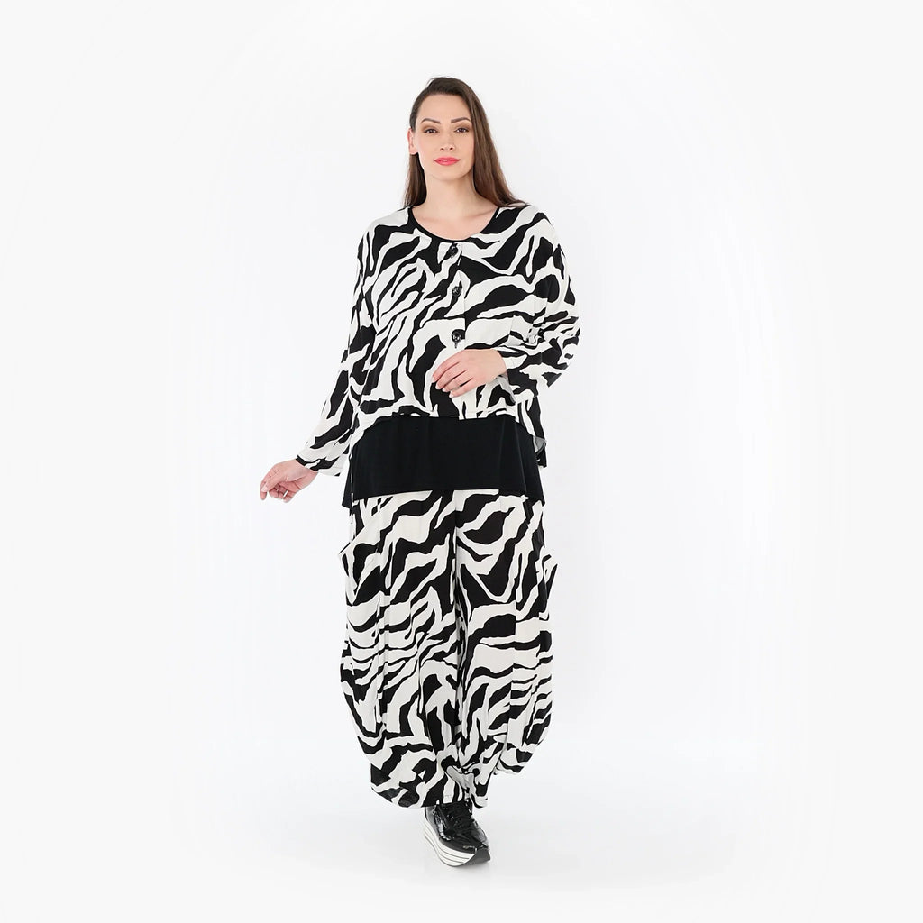 Pantalon AKH Fashion 8069, blanc-noir