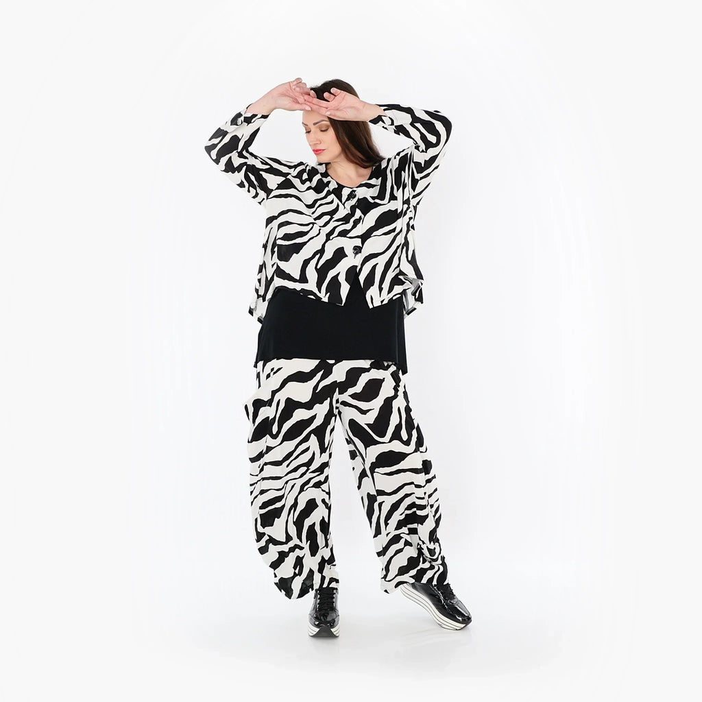 Pantalon AKH Fashion 8069, blanc-noir