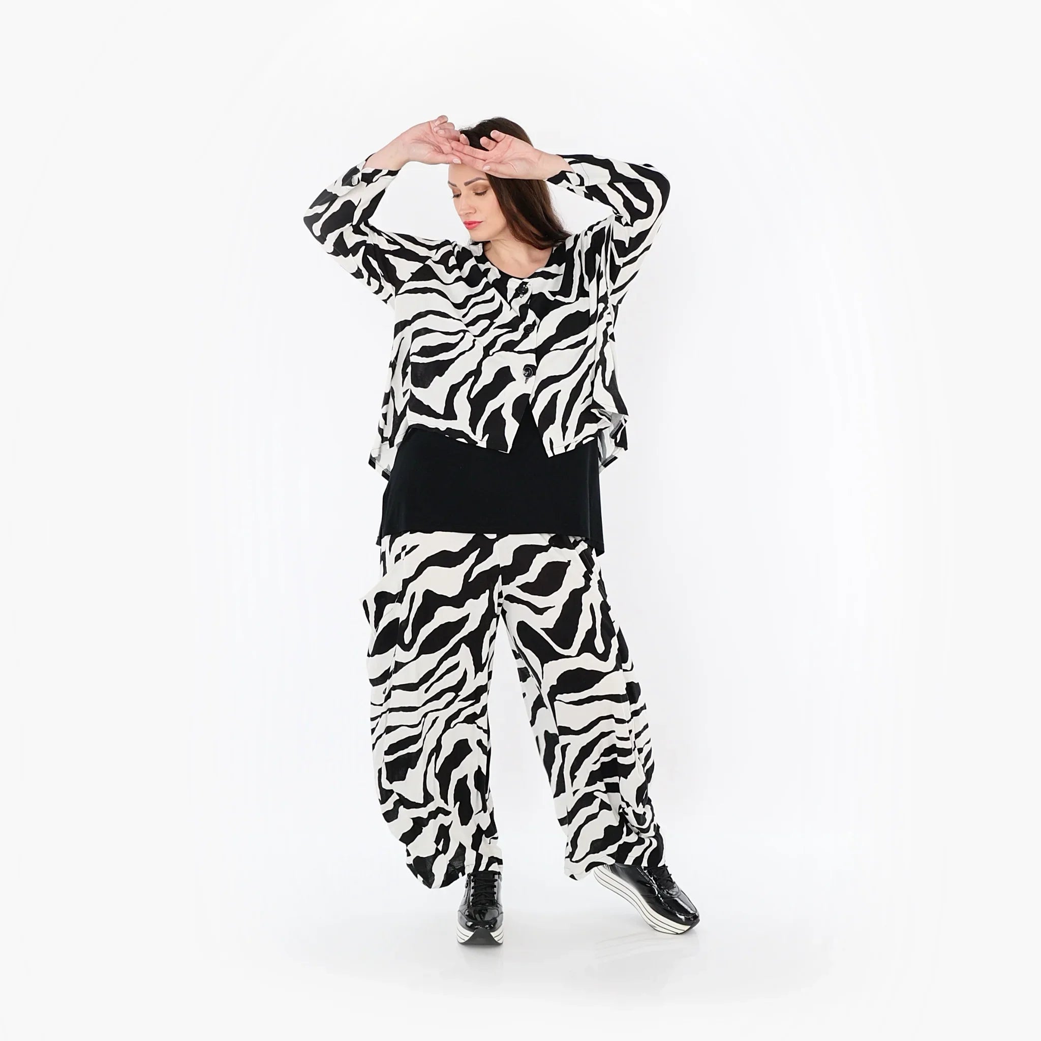 Pantalon AKH Fashion 8069, blanc-noir
