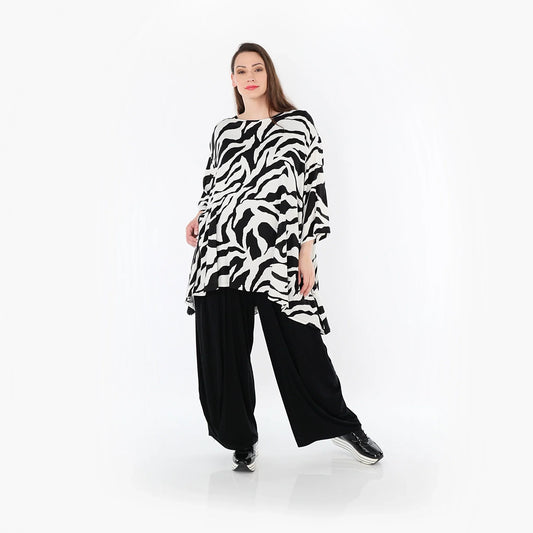 AKH Fashion 593 Big Shirt, Weiß-Schwarz