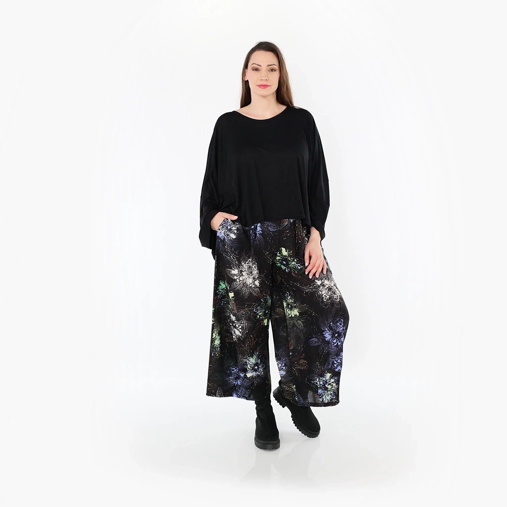 AKH Fashion · Hose · FlowerPower · 7070 · Schwarz/Blau/Multi