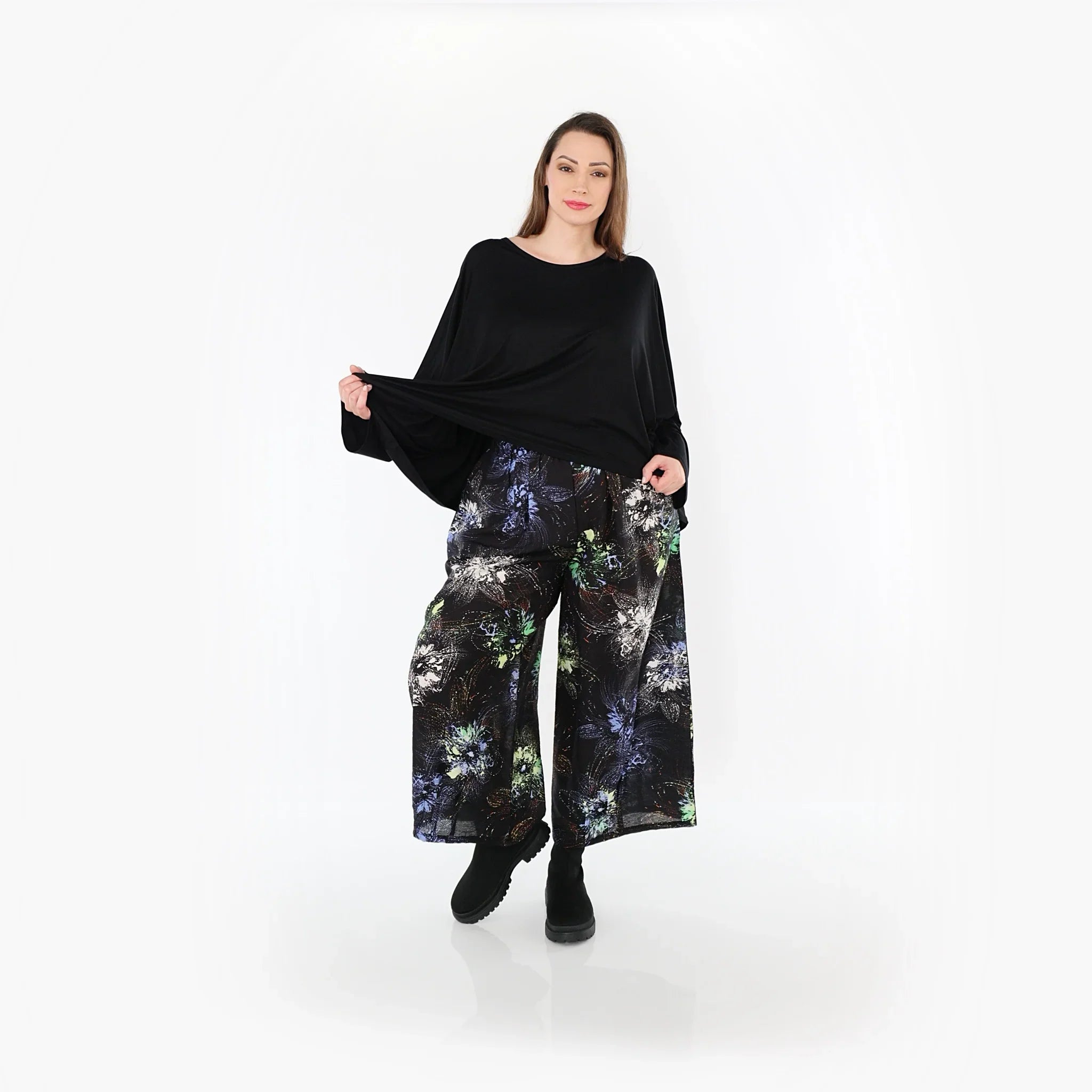 AKH Fashion · Hose · FlowerPower · 7070 · Schwarz/Blau/Multi