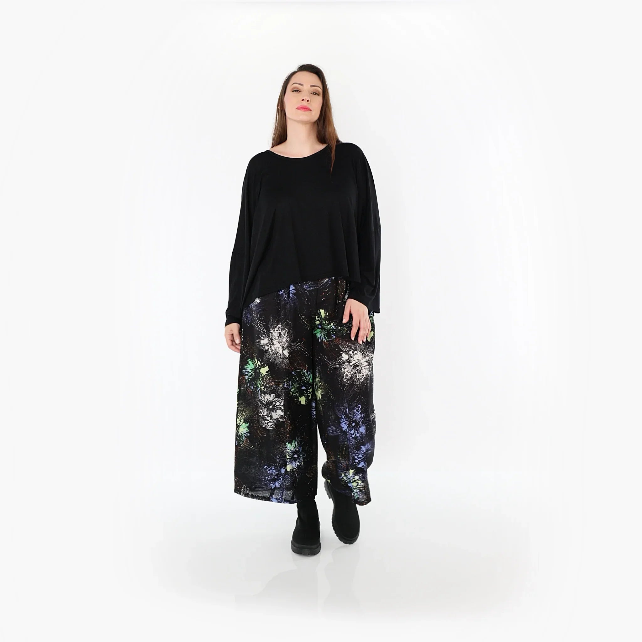 AKH Fashion · Hose · FlowerPower · 7070 · Schwarz/Blau/Multi