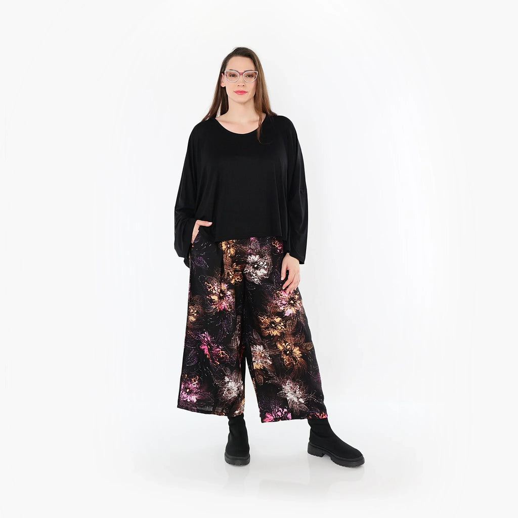 AKH Fashion · Hose · FlowerPower · 7070 · Schwarz/Fuchsia/Multi