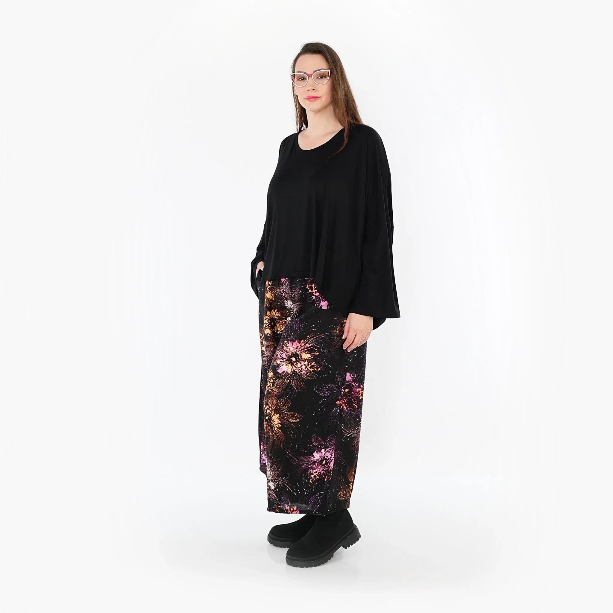 AKH Fashion · Hose · FlowerPower · 7070 · Schwarz/Fuchsia/Multi