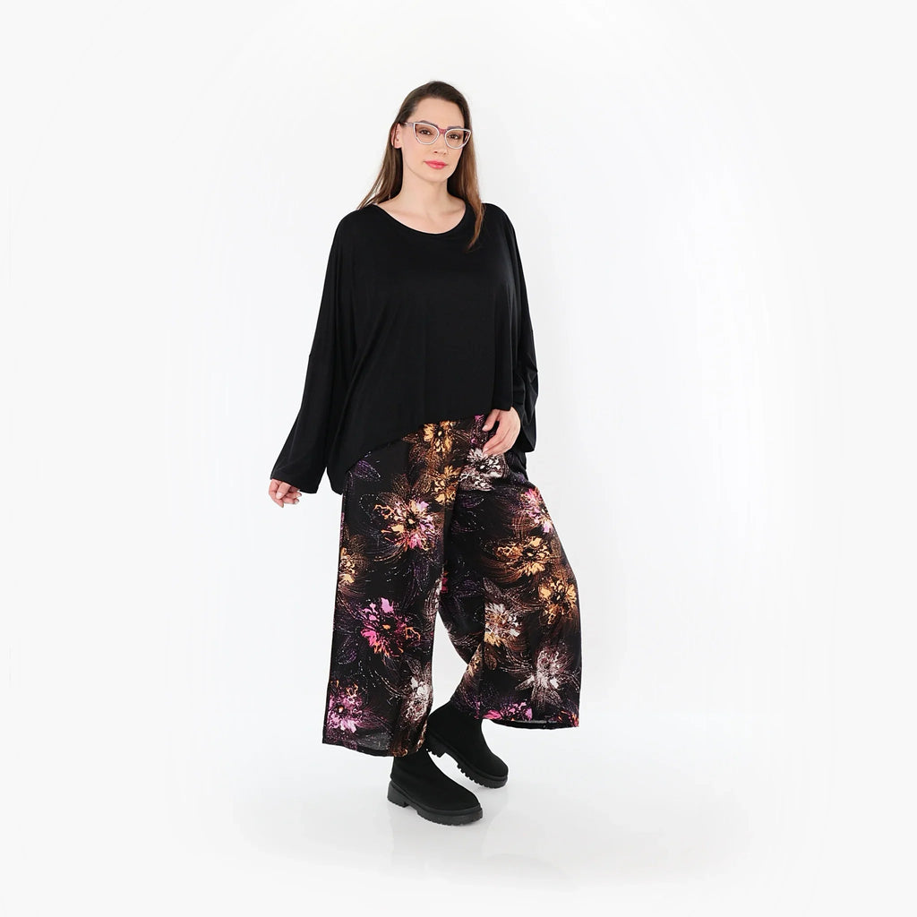 AKH Fashion · Hose · FlowerPower · 7070 · Schwarz/Fuchsia/Multi