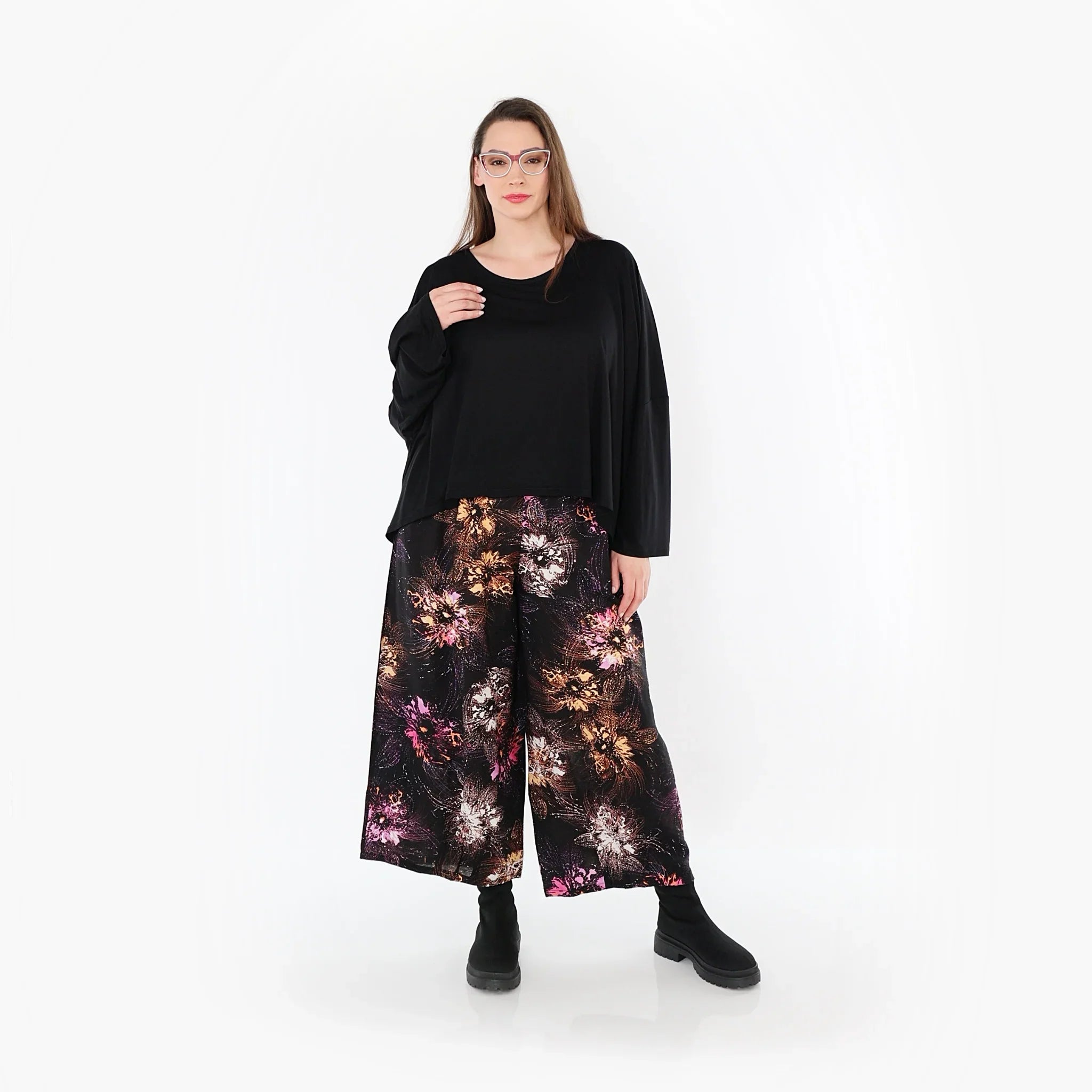 AKH Fashion · Hose · FlowerPower · 7070 · Schwarz/Fuchsia/Multi