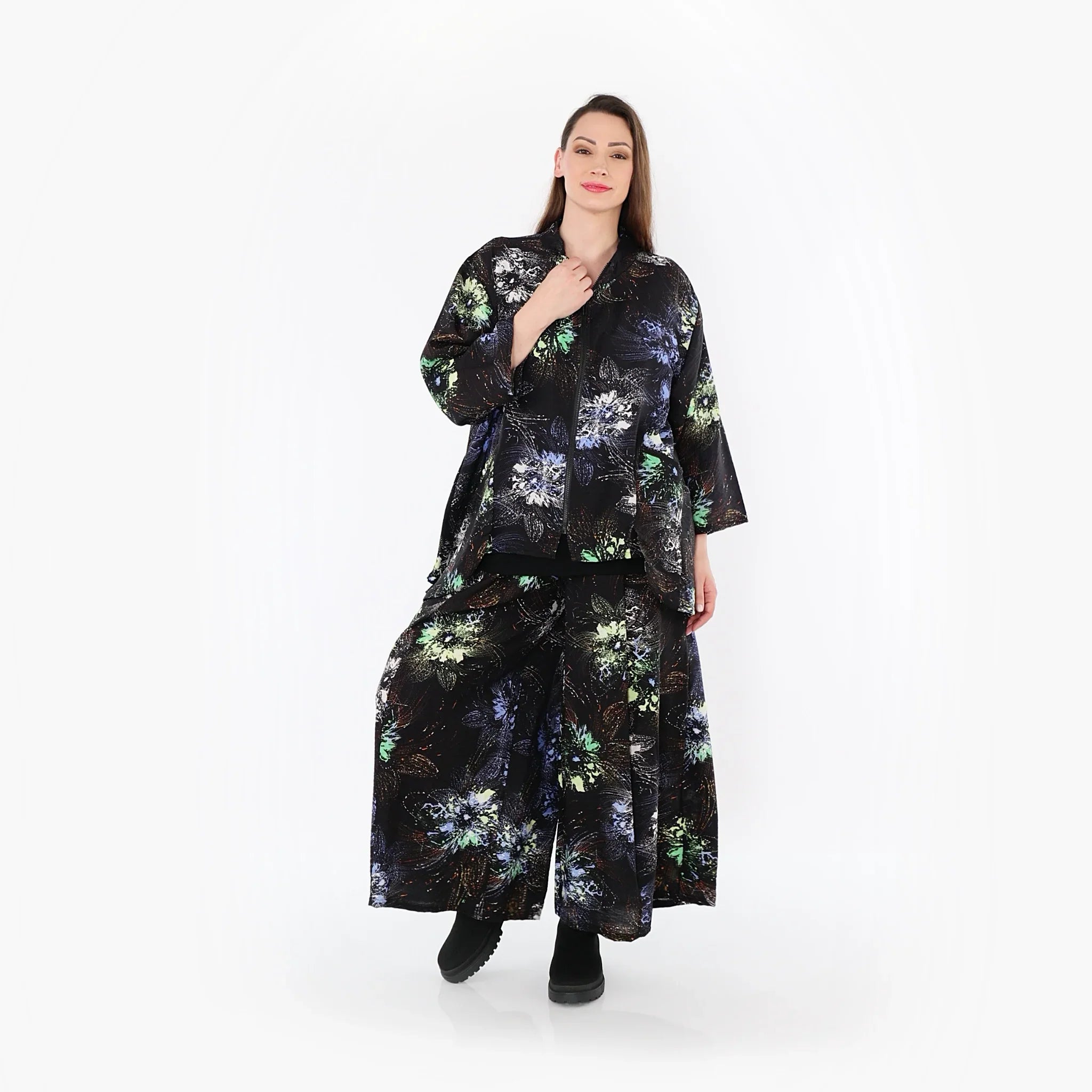 AKH Fashion · Hose · FlowerPower · 7089 · Schwarz/Blau/Multi