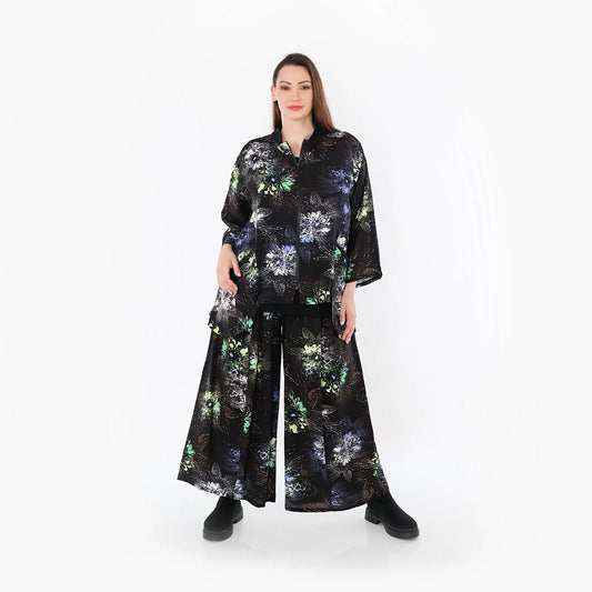 AKH Fashion 7089 Hose, Schwarz-Blau-Multi