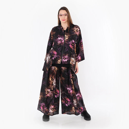 AKH Fashion 7089 Hose, Schwarz-Fuchsia-Multi