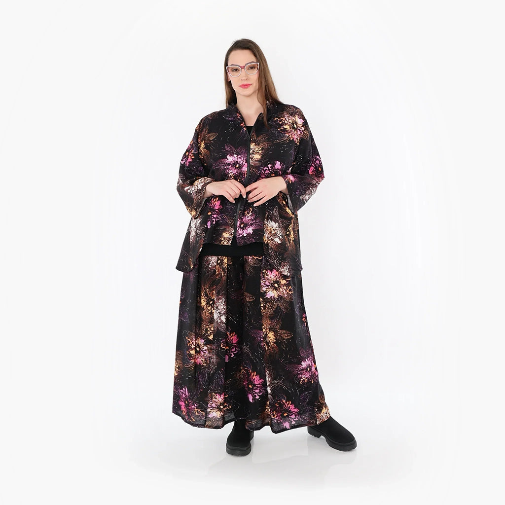 AKH Fashion · Hose · FlowerPower · 7089 · Schwarz/Fuchsia/Multi