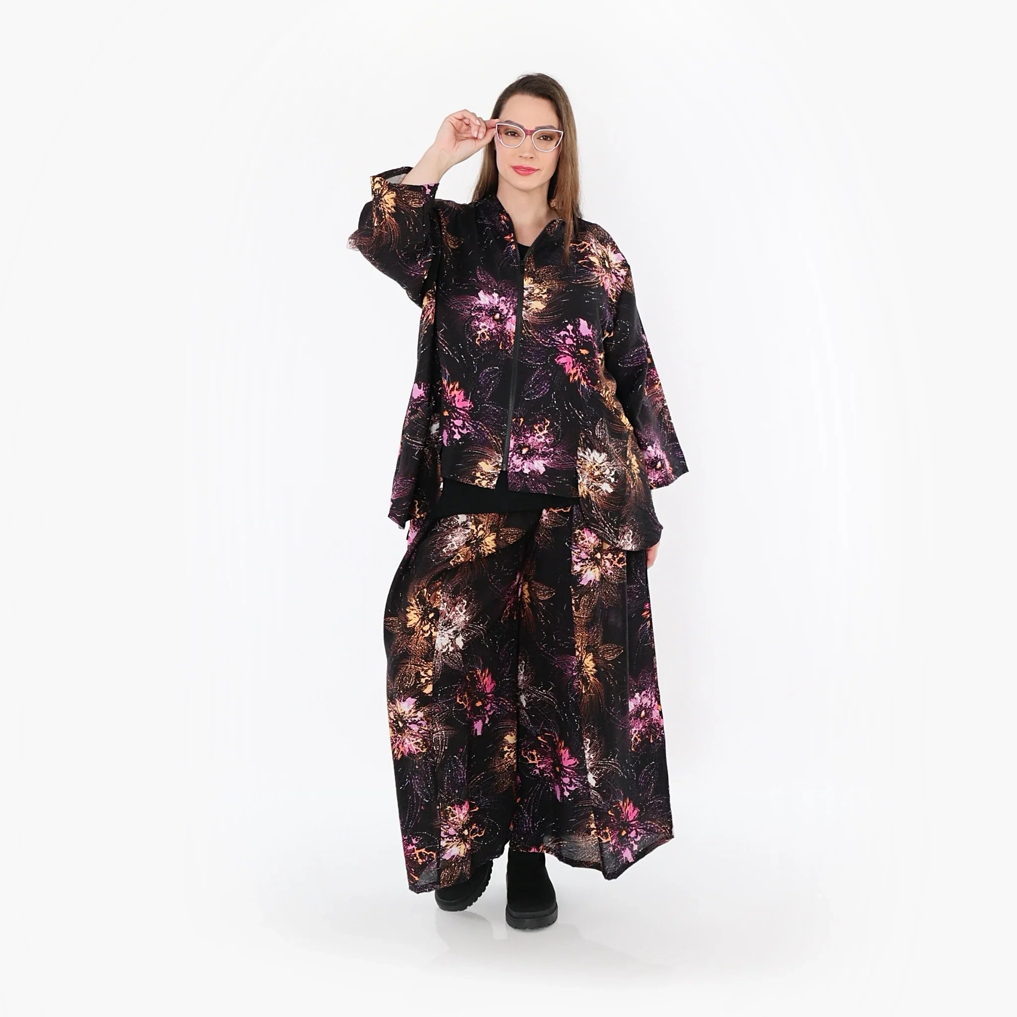AKH Fashion · Jacke · FlowerPower · 6939 · Schwarz/Fuchsia/Multi