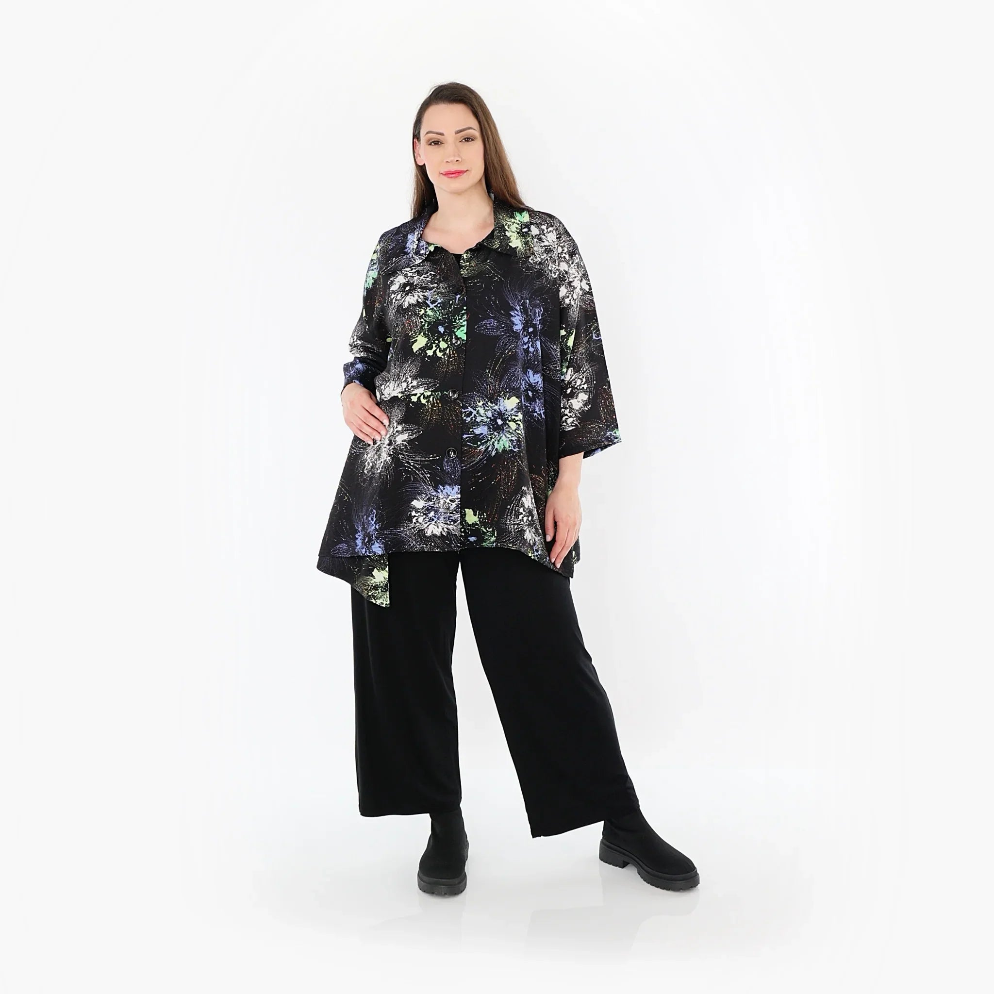 AKH Fashion 7090 Jacket, Black-Blue-Multi