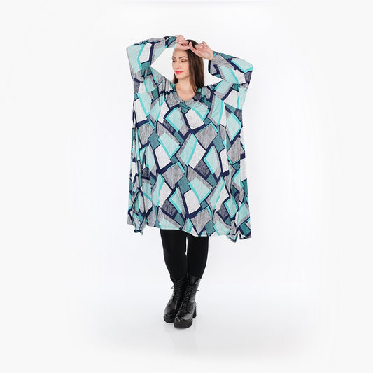 AKH Fashion 7108 Big Shirt, Grün-Weiß-Marine