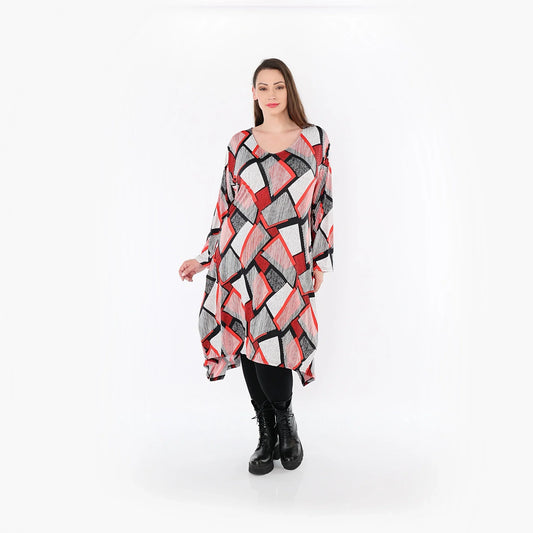 AKH Fashion 7108 Big Shirt, Rot-Weiß-Schwarz