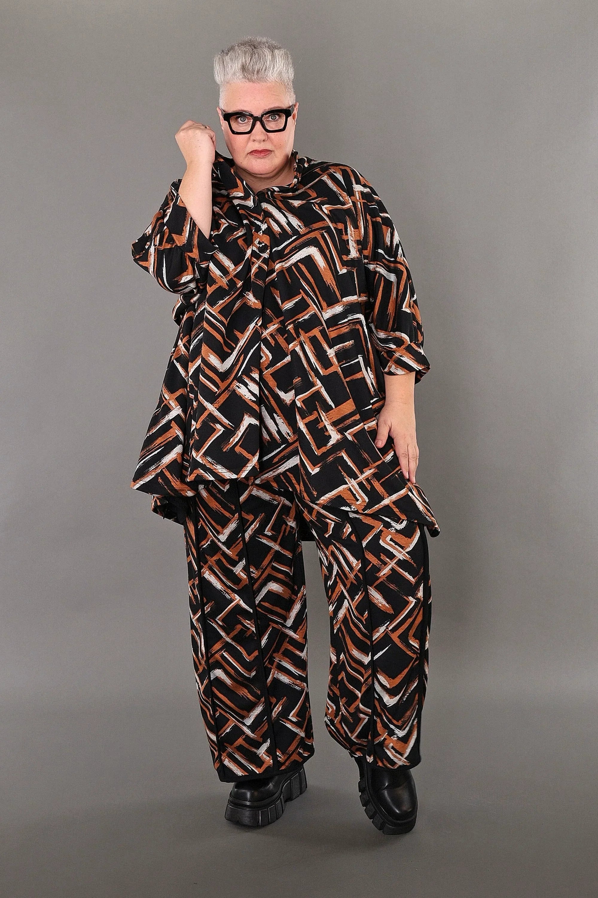 AKH Fashion 7116 Jacket, Black-Cognac-White