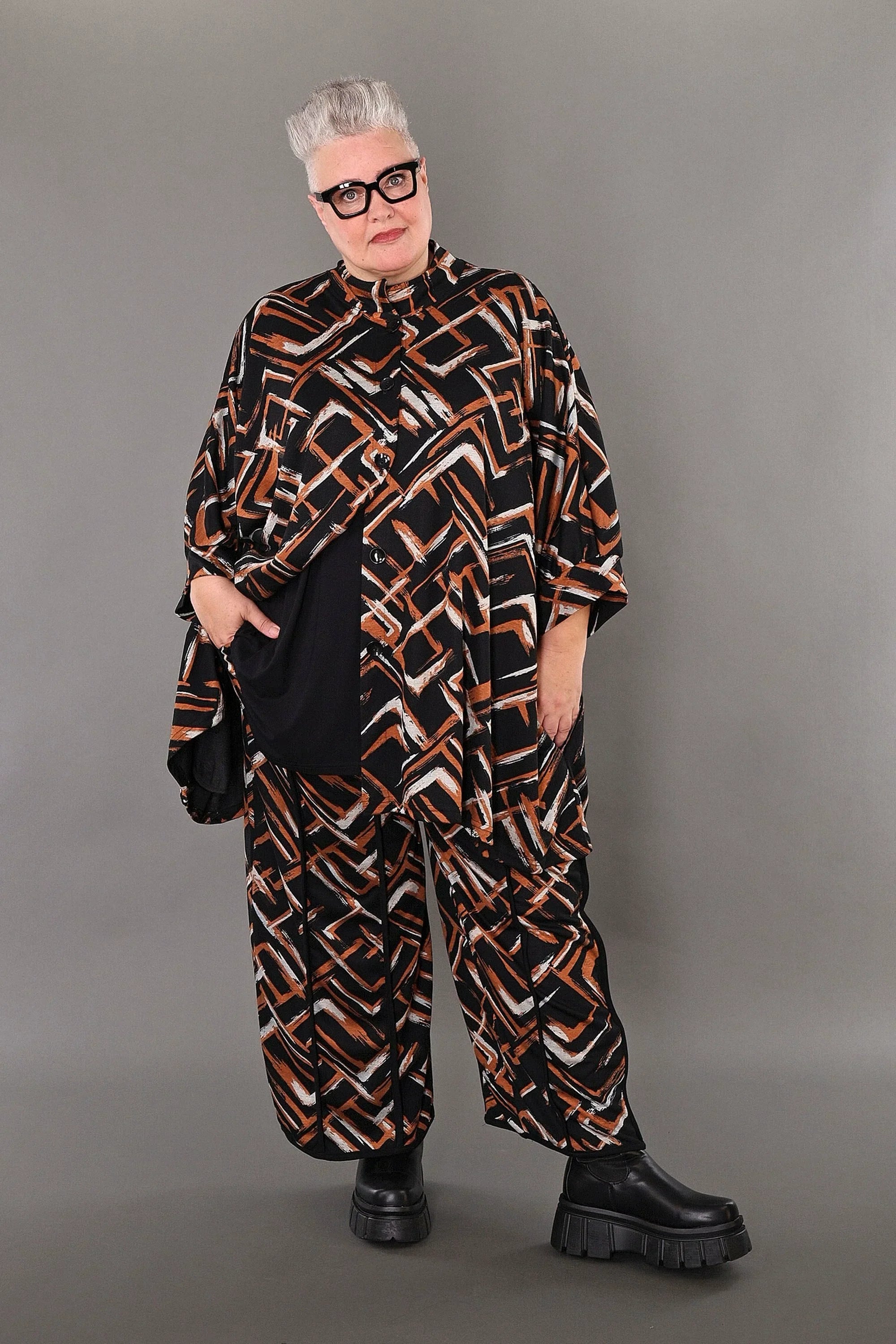 AKH Fashion 7116 Jacket, Black-Cognac-White