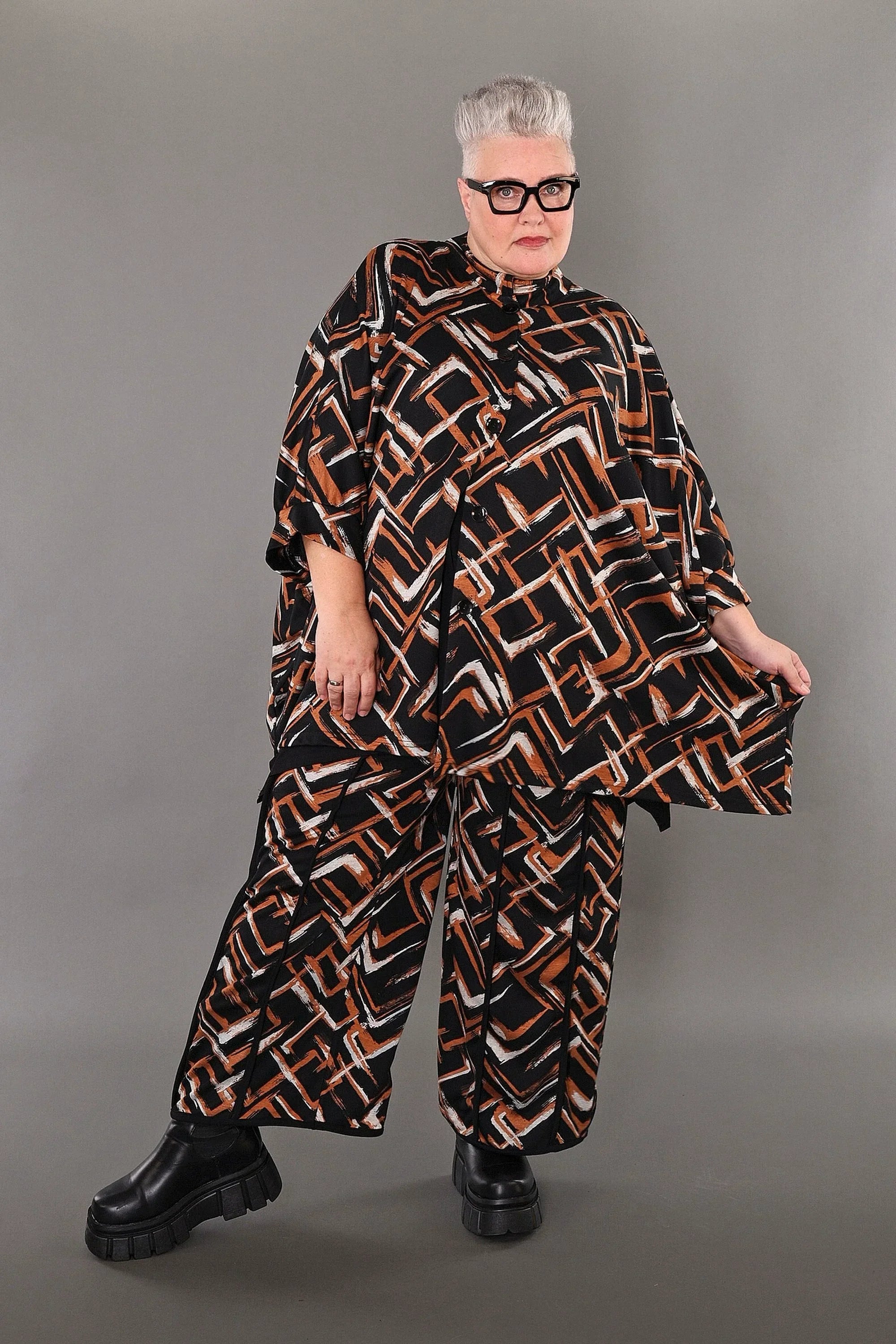 AKH Fashion 7116 Jacket, Black-Cognac-White