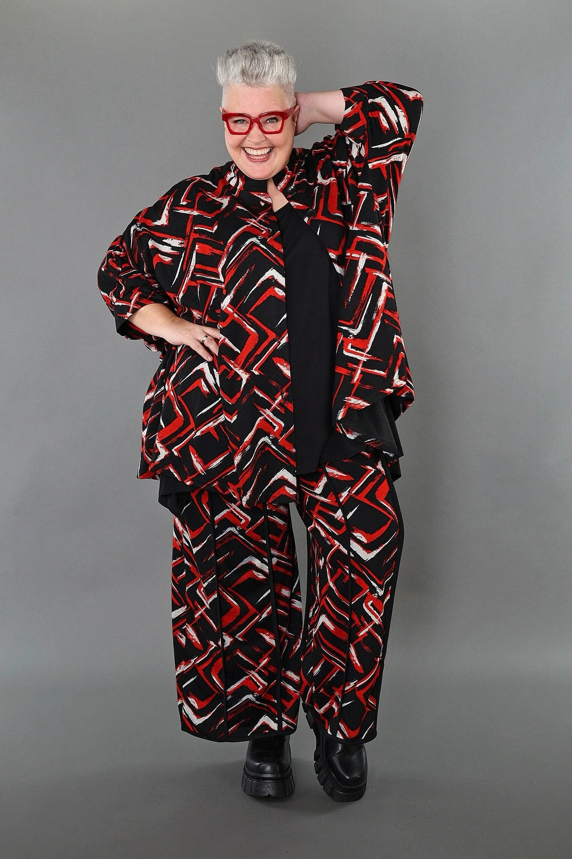 AKH Fashion 7116 Jacket, Black-Red-White