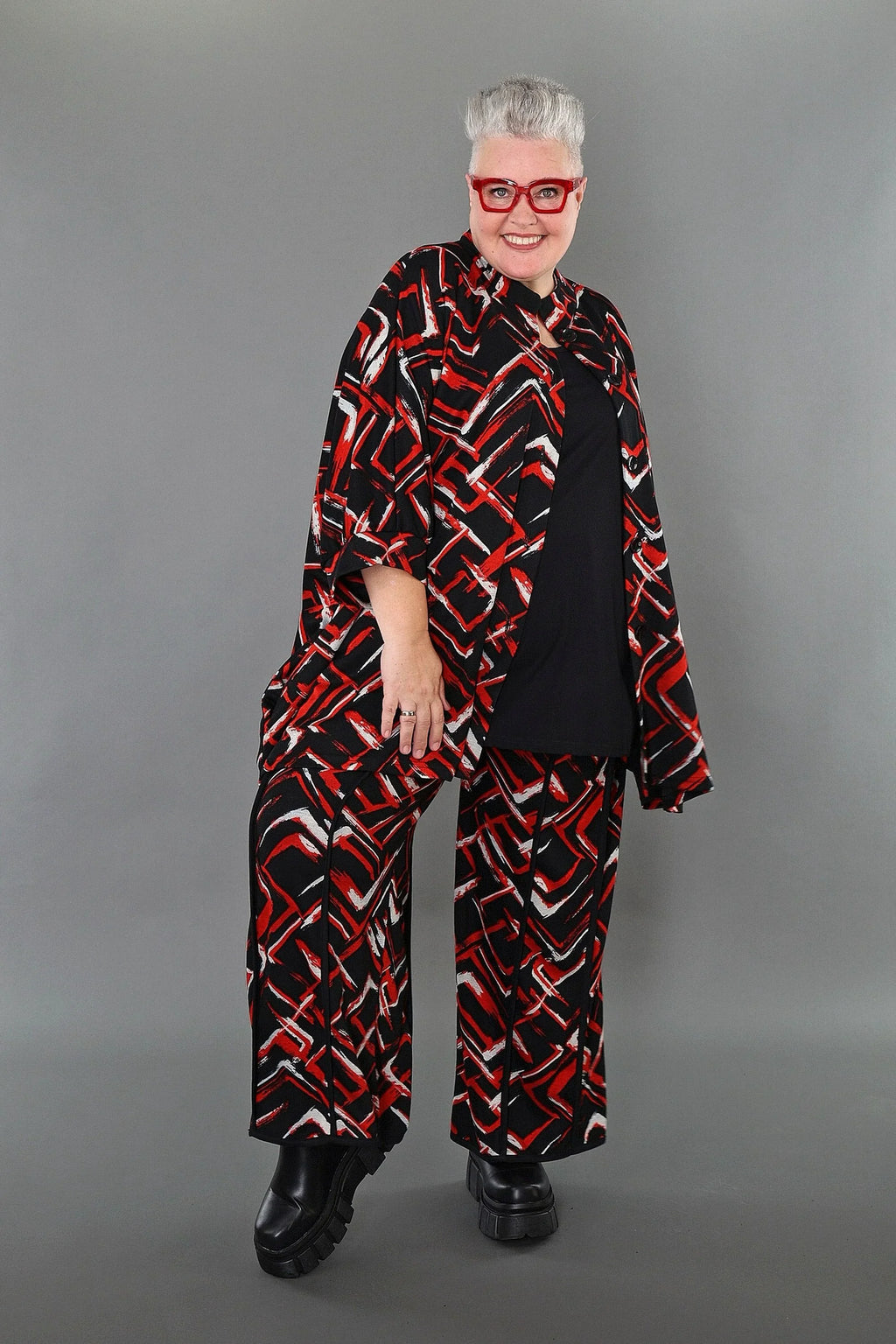 Veste AKH Fashion 7116, noir-rouge-blanc