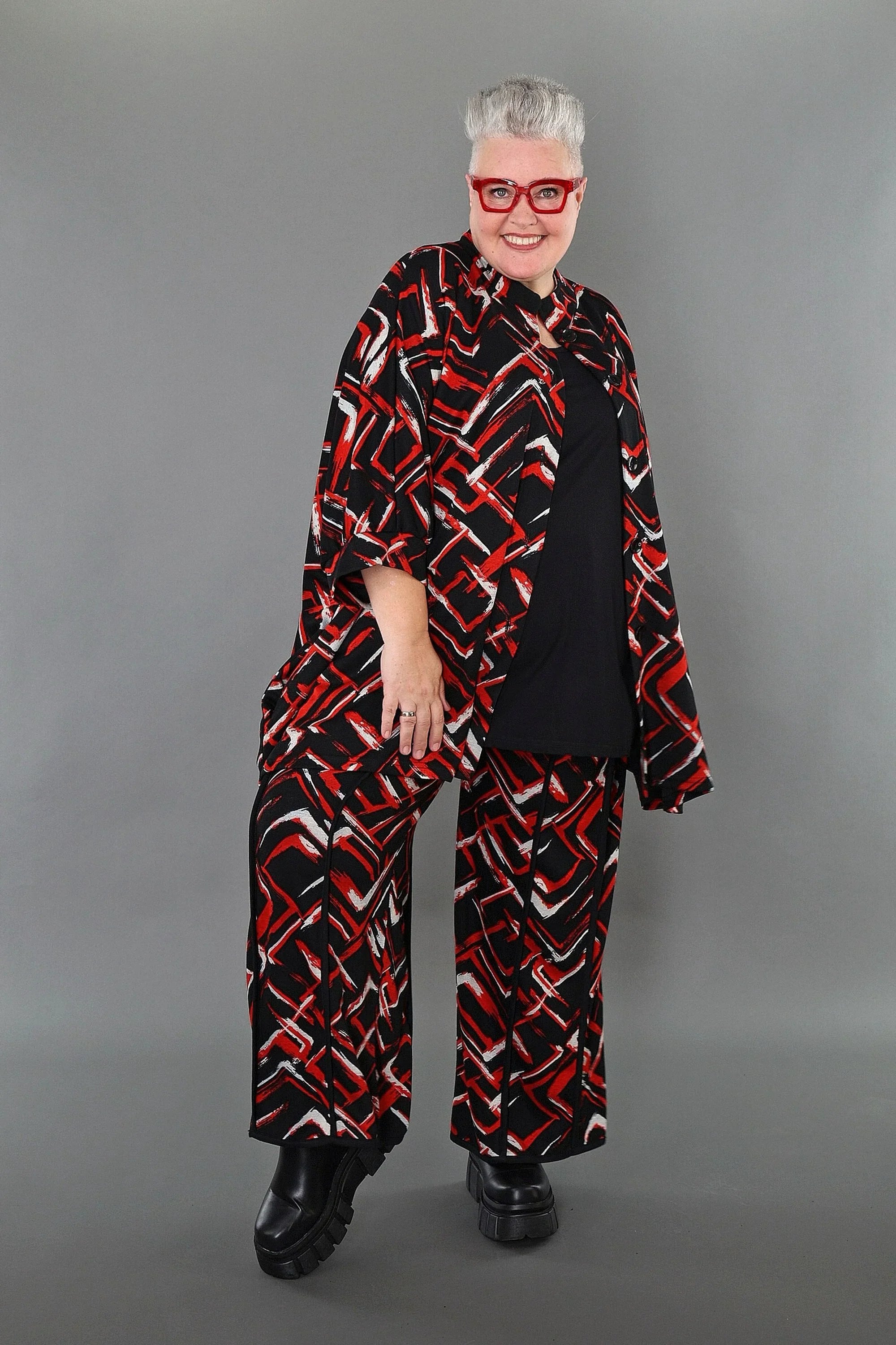Veste AKH Fashion 7116, noir-rouge-blanc