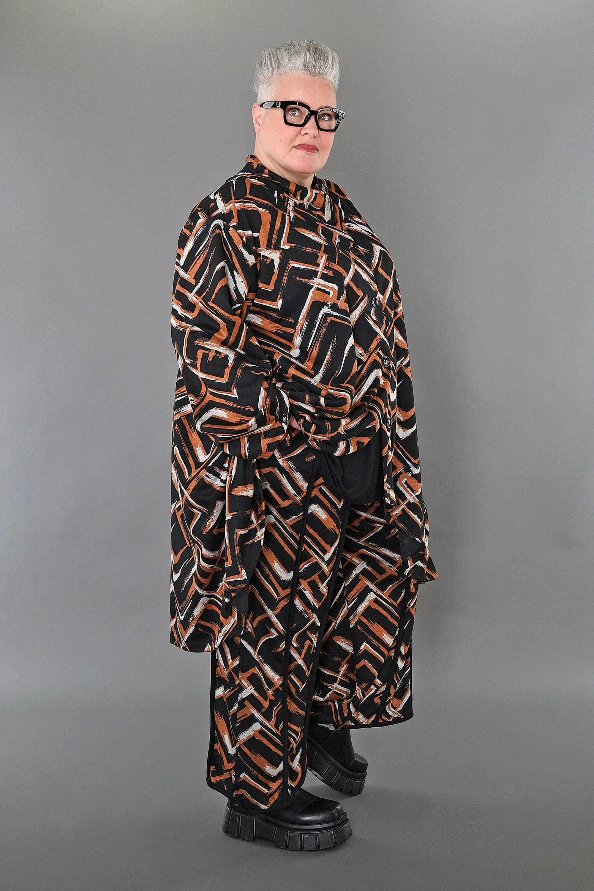 AKH Fashion 7119 Jacket, Black-Cognac-White