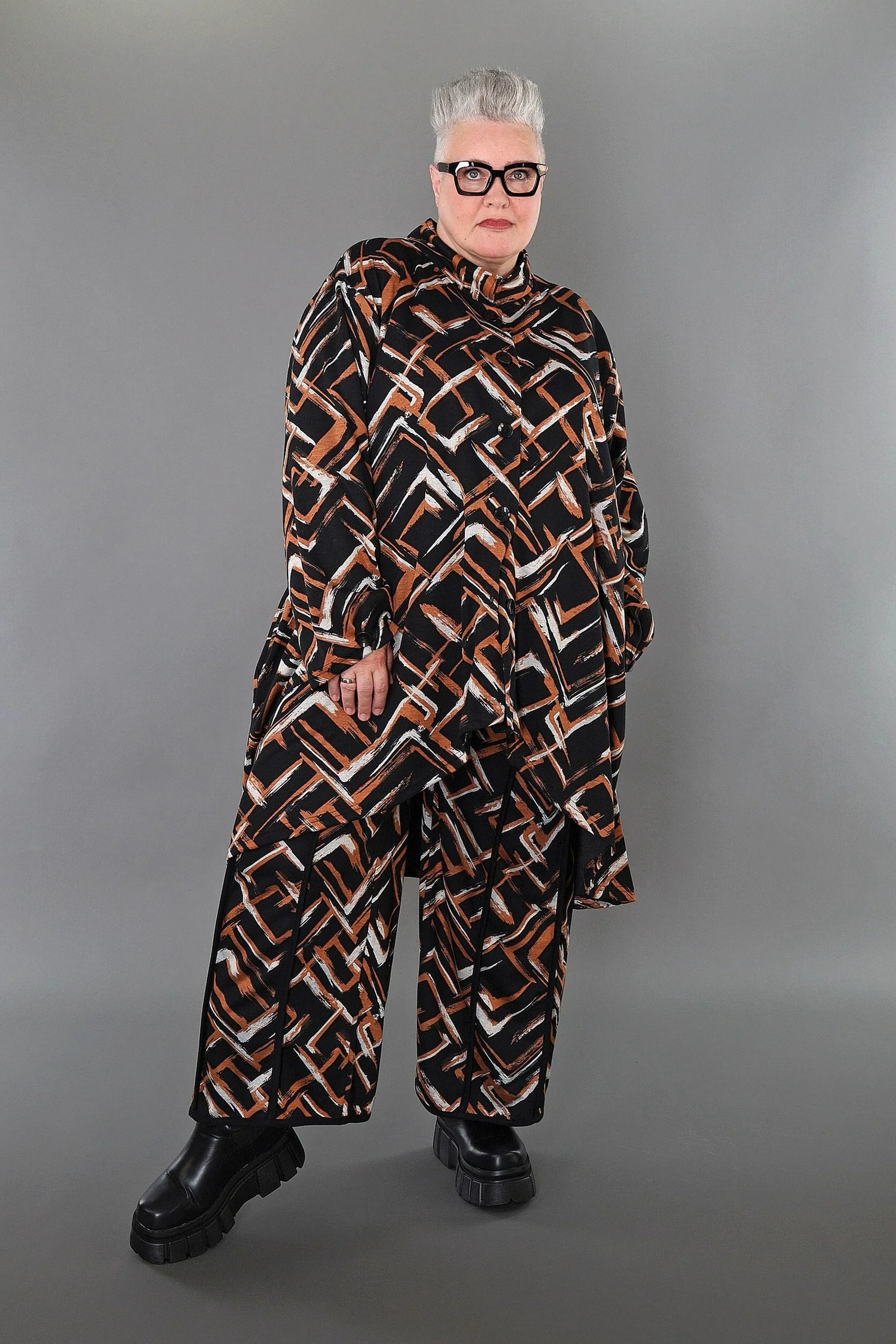 AKH Fashion 7119 Jacket, Black-Cognac-White