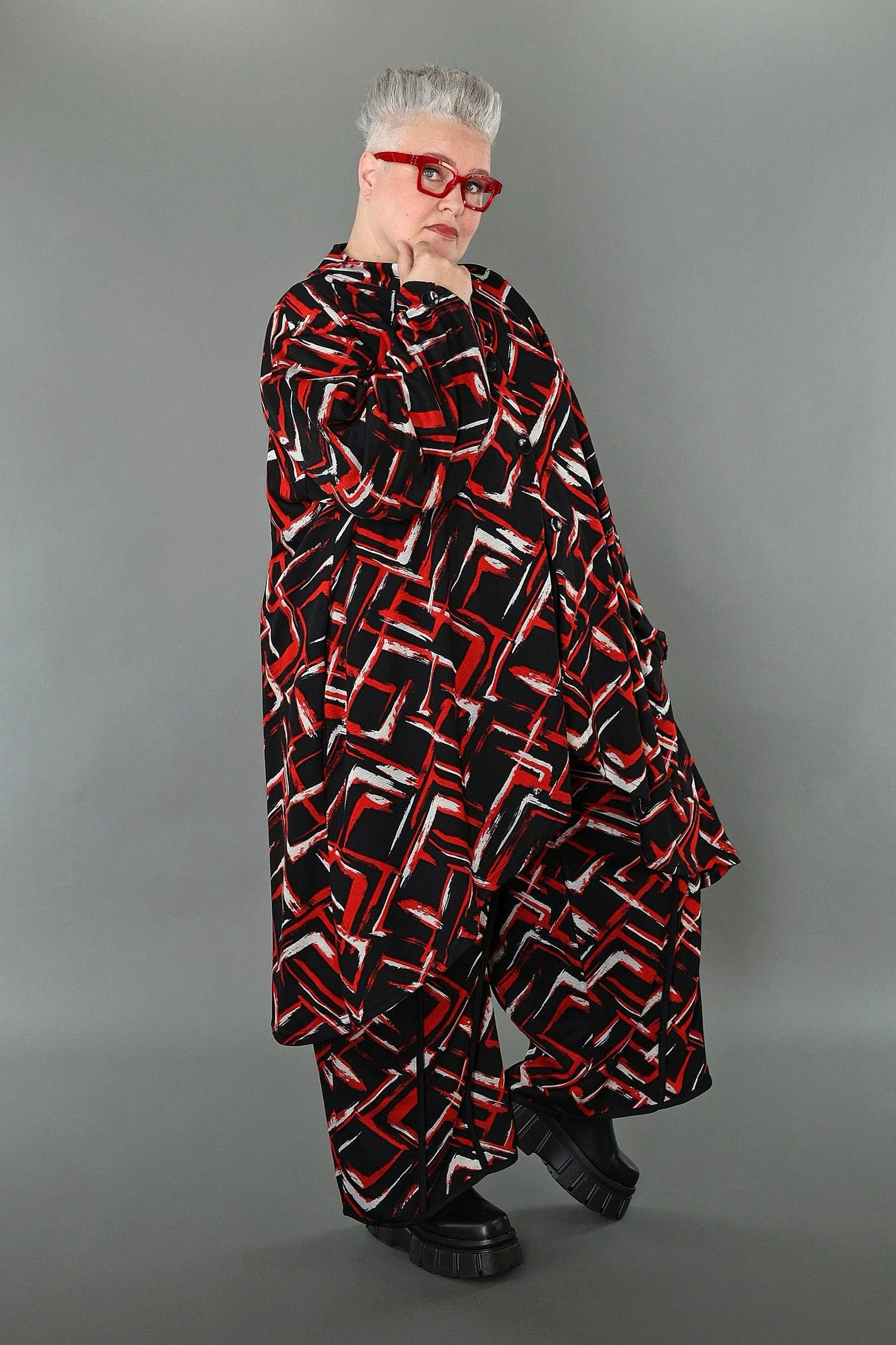 AKH Fashion 7119 Jacket, Black-Red-White
