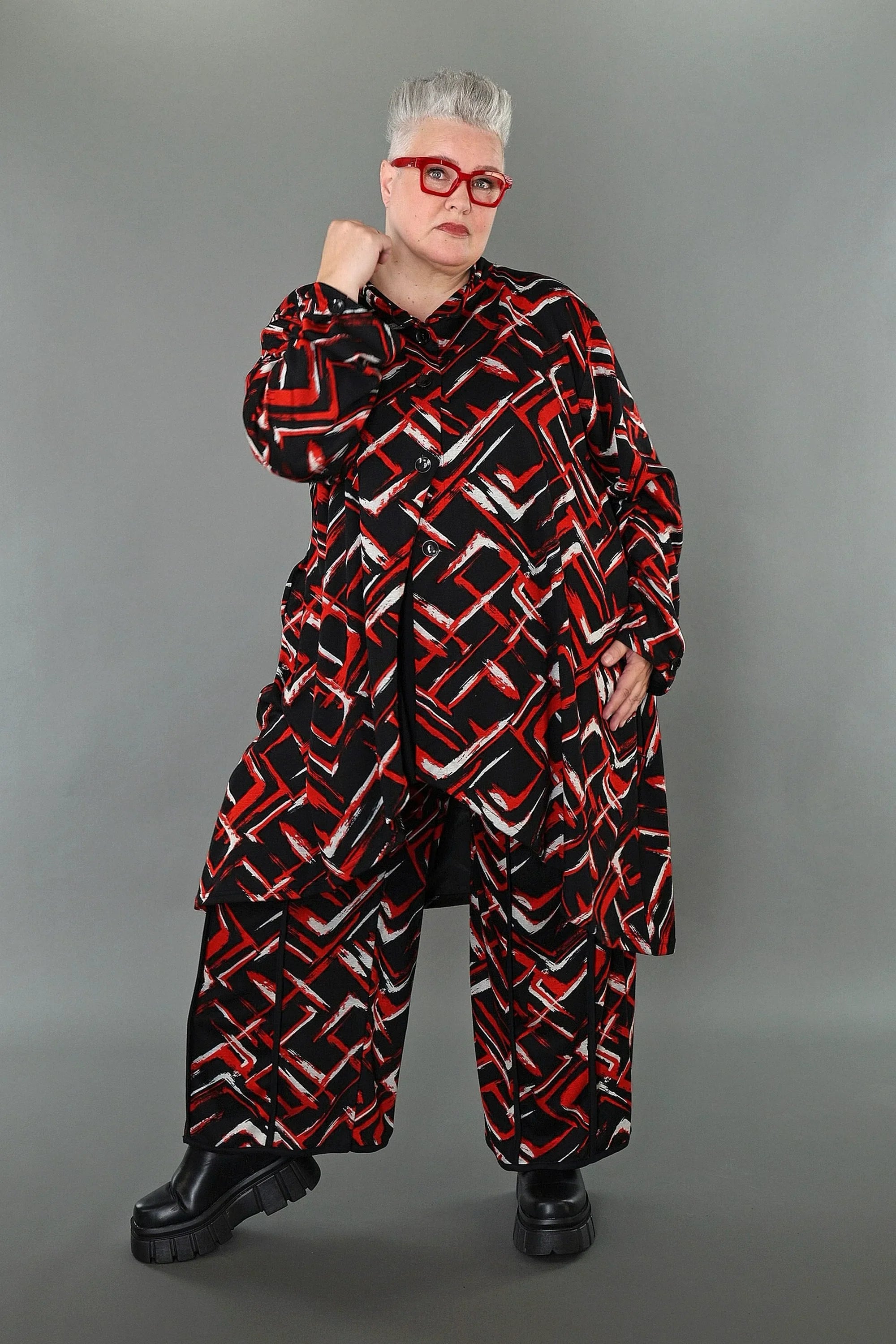 AKH Fashion 7119 Jacket, Black-Red-White