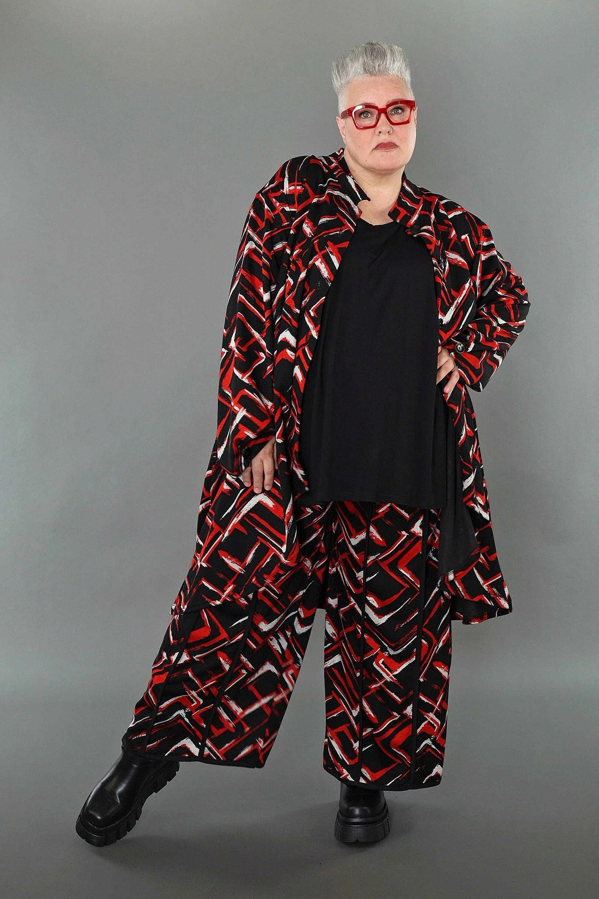 AKH Fashion 7119 Jacket, Black-Red-White