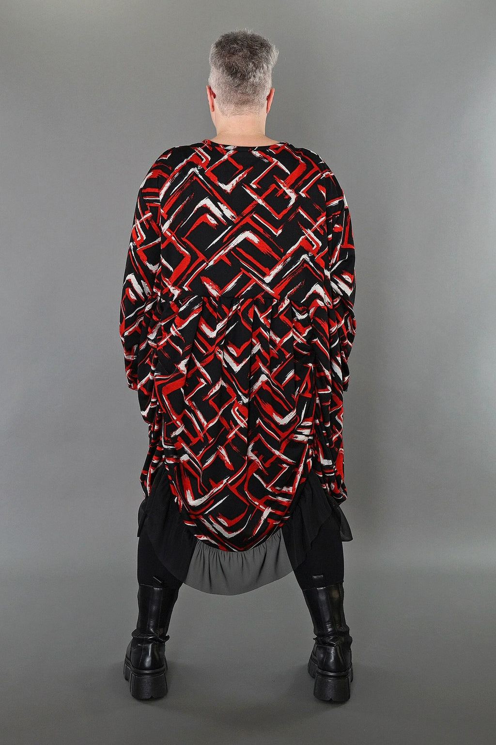 AKH Fashion · Kleid · Jacquelle · 7128 · Schwarz/Rot/Weiß