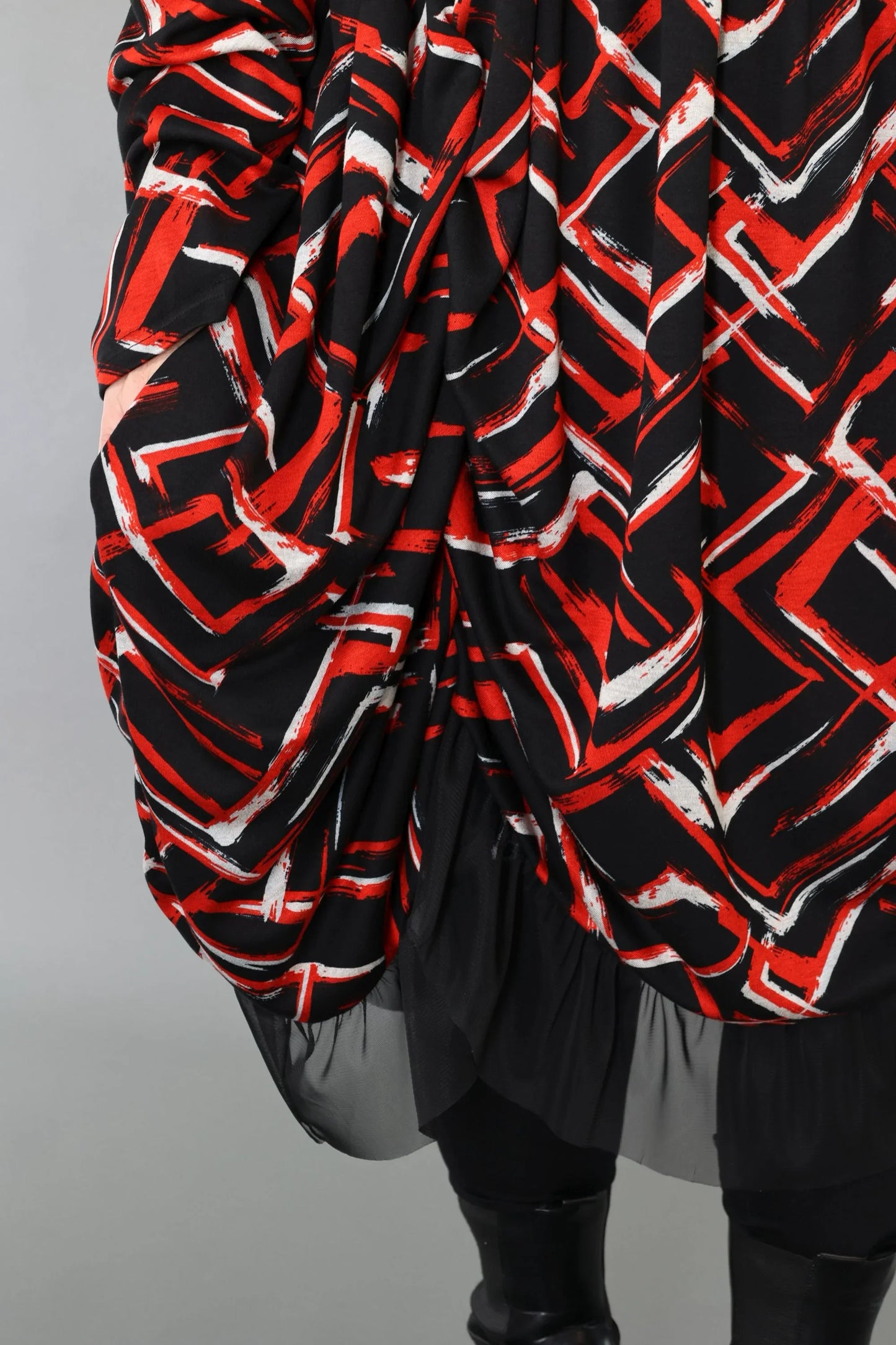 AKH Fashion 7128 Dress, Black-Red-White