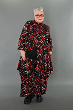 AKH Fashion · Bluse · Jacquelle · 7129 · Schwarz/Rot/Weiß