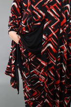 AKH Fashion · Bluse · Jacquelle · 7129 · Schwarz/Rot/Weiß
