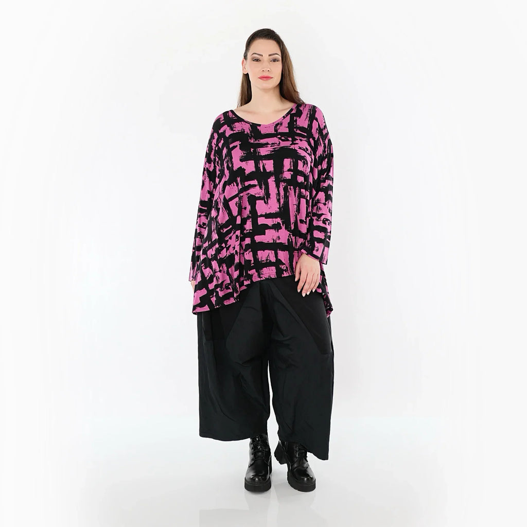 AKH Fashion 2593 Grand T-shirt, Fuchsia-Noir