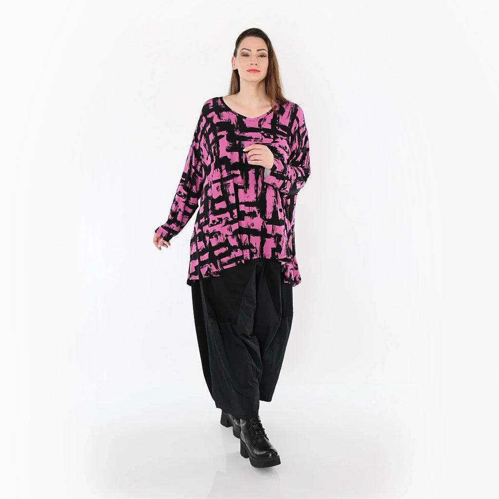 AKH Fashion 2593 Grand T-shirt, Fuchsia-Noir