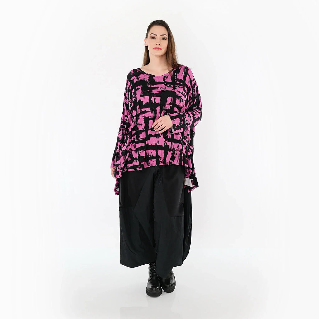 AKH Fashion 2593 Grand T-shirt, Fuchsia-Noir