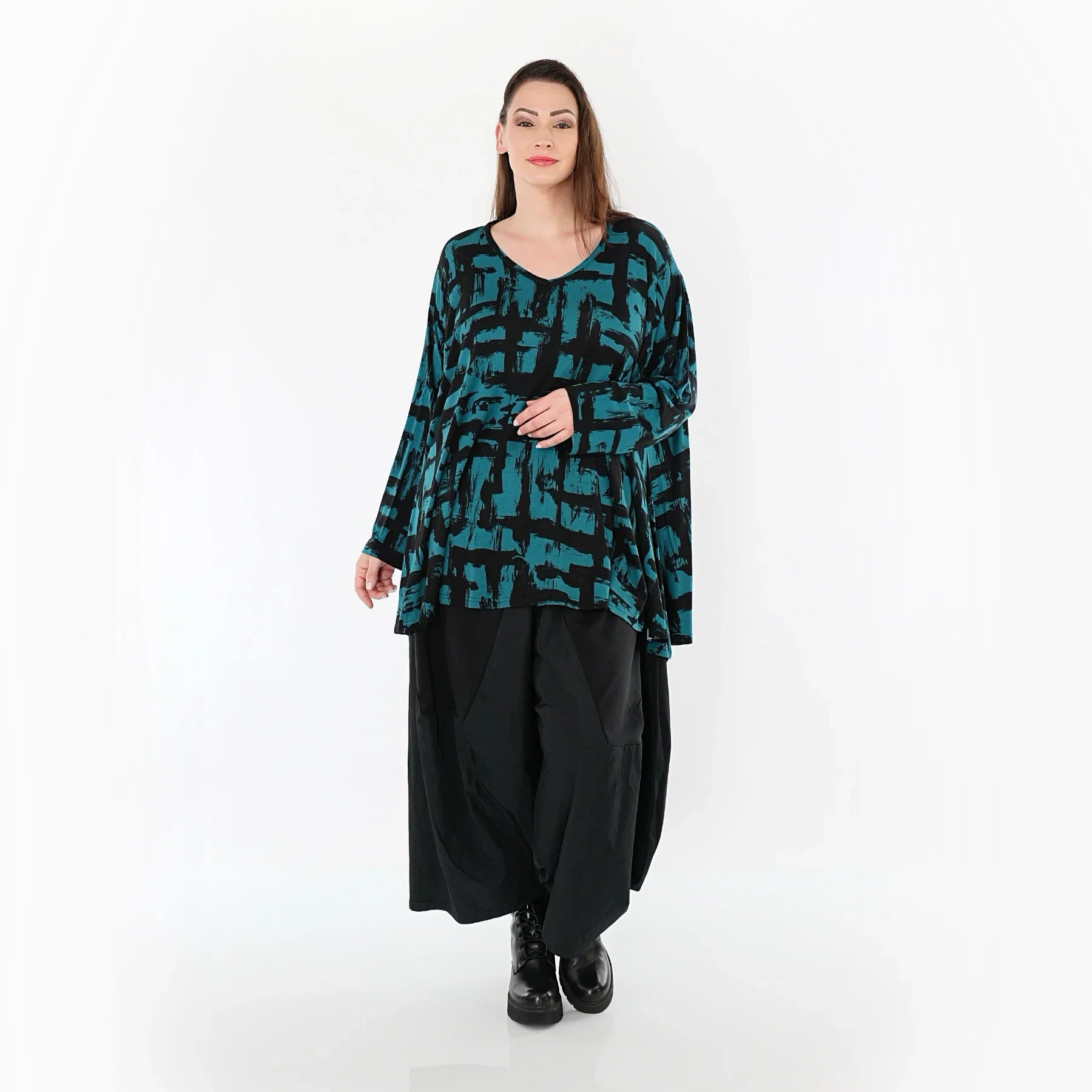 AKH Fashion 2593 Grande Chemise, Pétrole-Noir