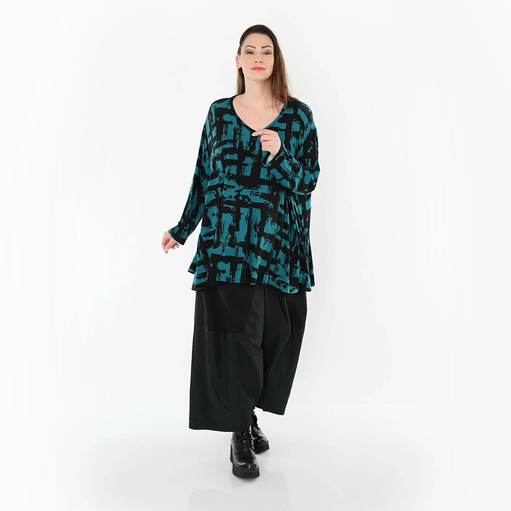 AKH Fashion 2593 Grande Chemise, Pétrole-Noir