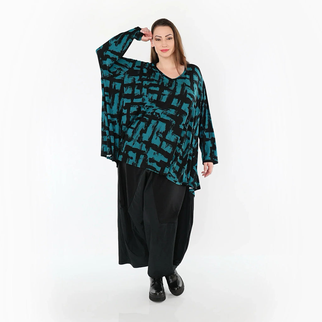 AKH Fashion 2593 Grande Chemise, Pétrole-Noir