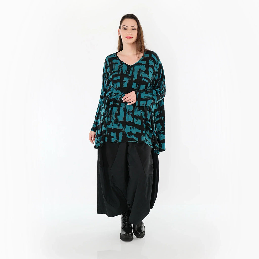 AKH Fashion 2593 Grande Chemise, Pétrole-Noir