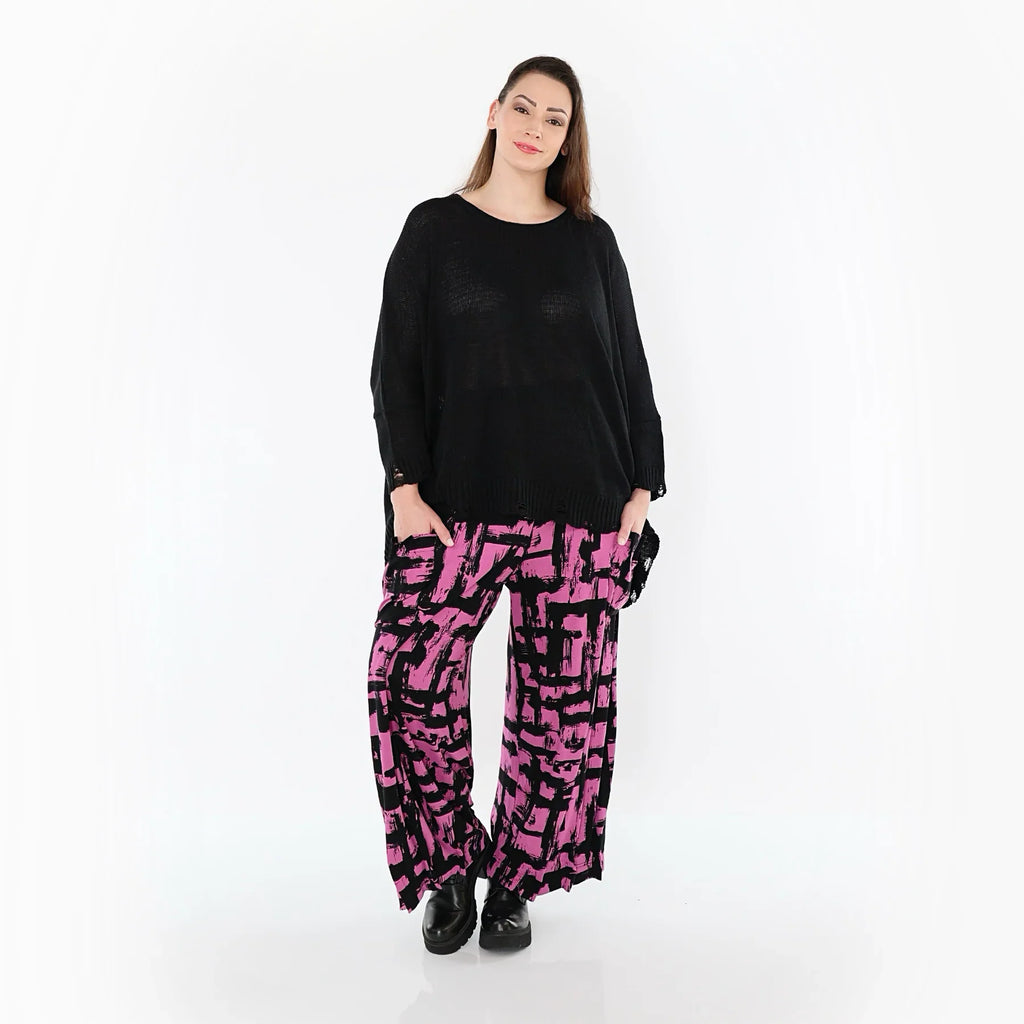 AKH Fashion 7007 Pantalon, Fuchsia-Noir