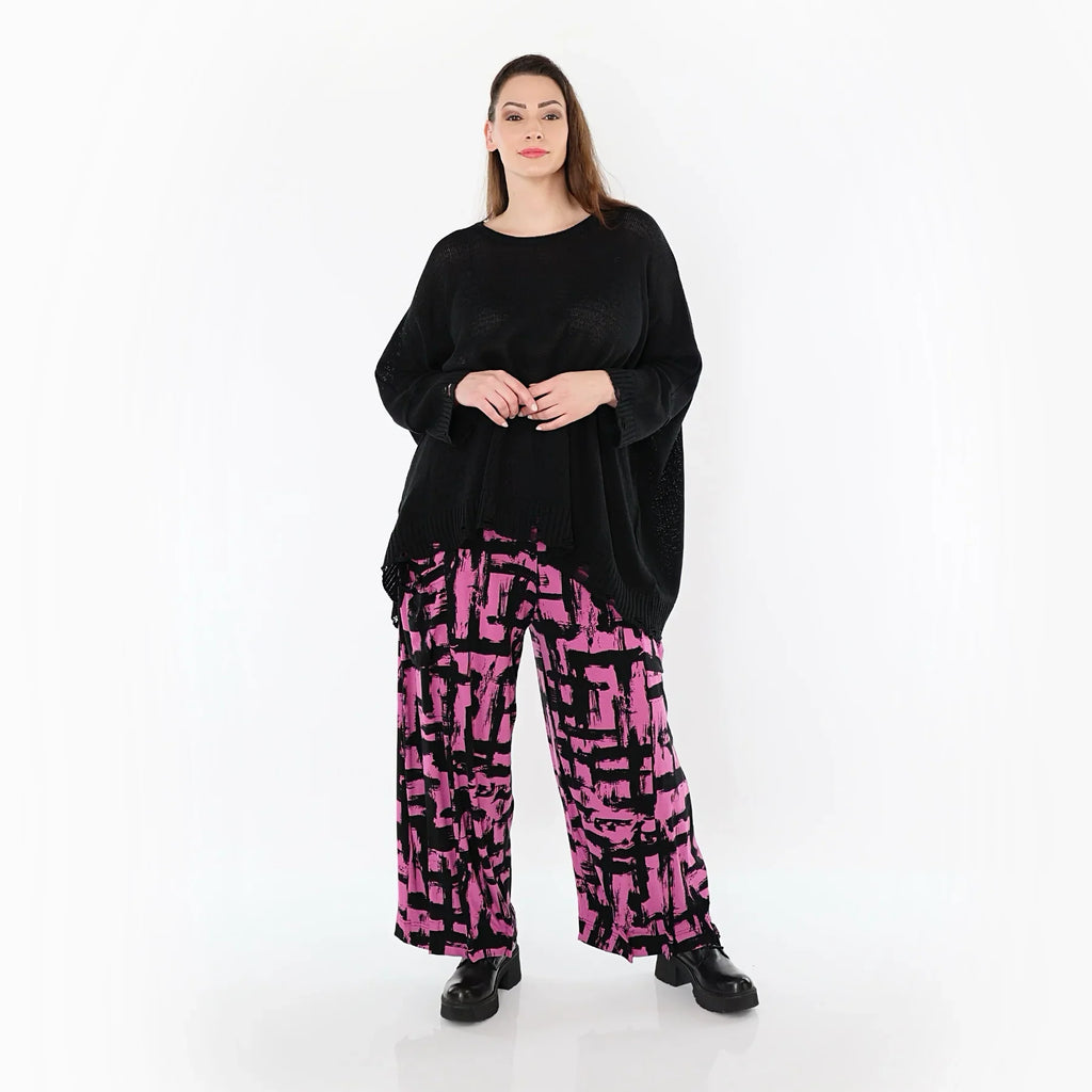 AKH Fashion 7007 Pantalon, Fuchsia-Noir