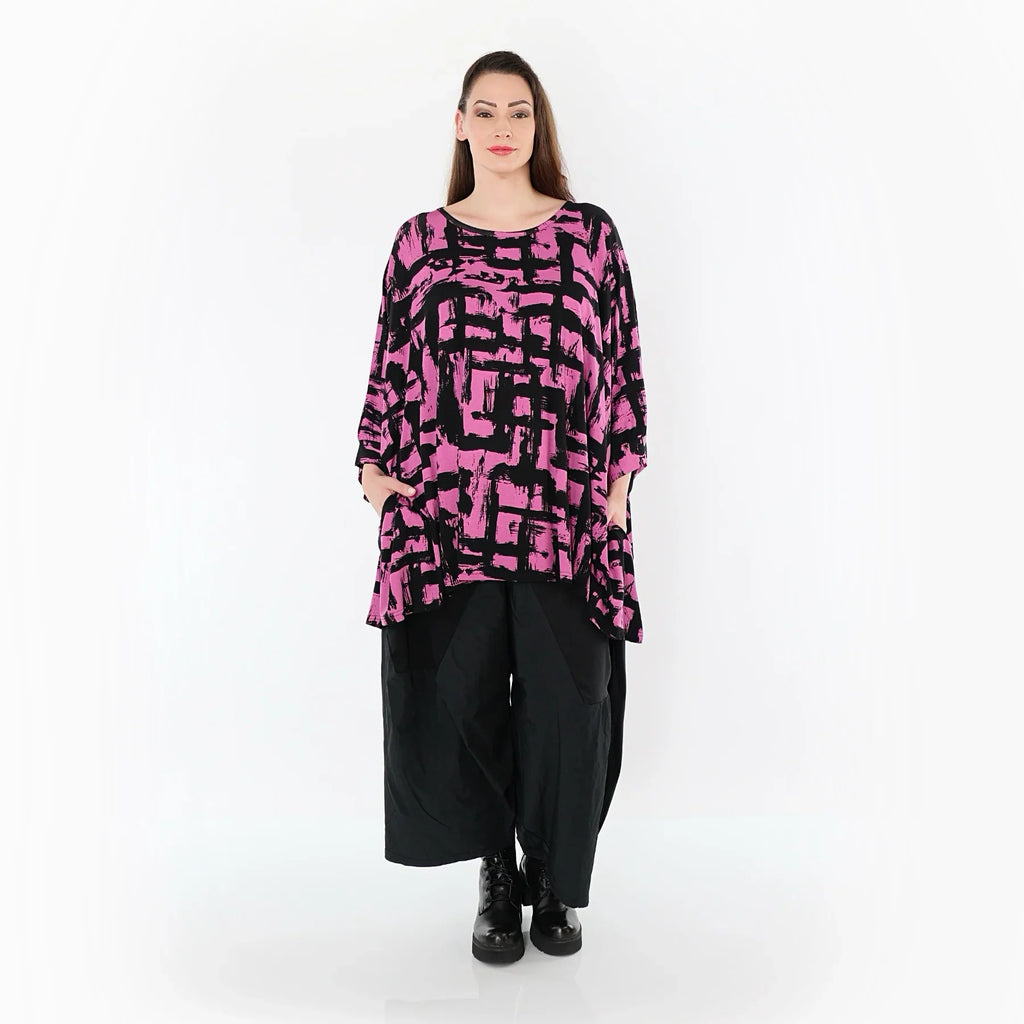 AKH Fashion 7116 Grand T-shirt, Fuchsia-Noir