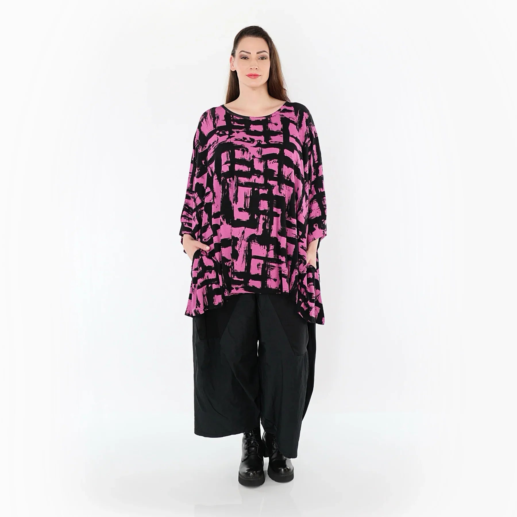AKH Fashion 7116 Grand T-shirt, Fuchsia-Noir
